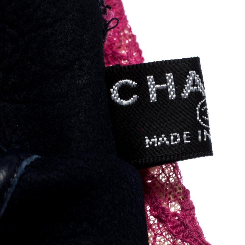 Black Chanel Multicolor Lace and Leather Fingerless Gloves