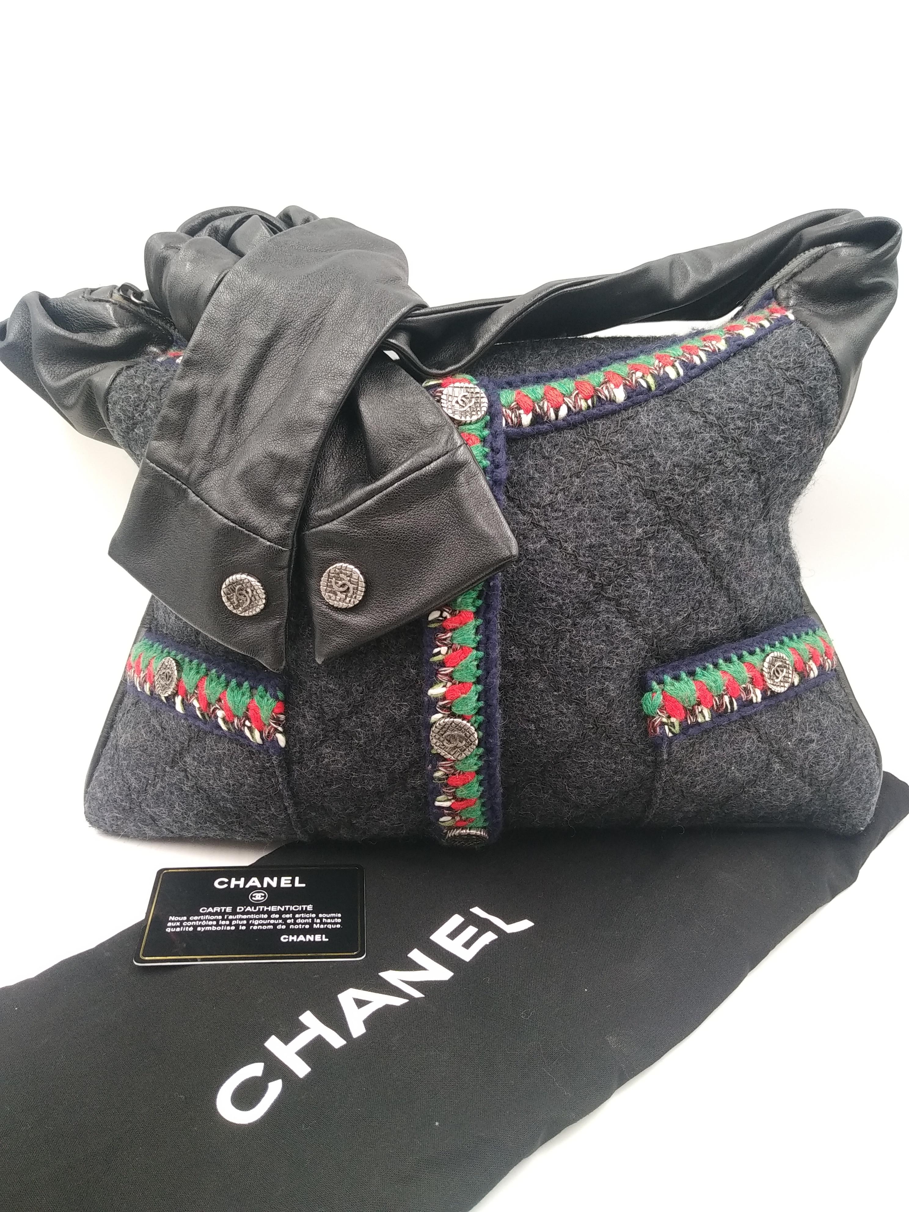 Black Chanel Multicolor Lambskin Wool Girl Bag  For Sale