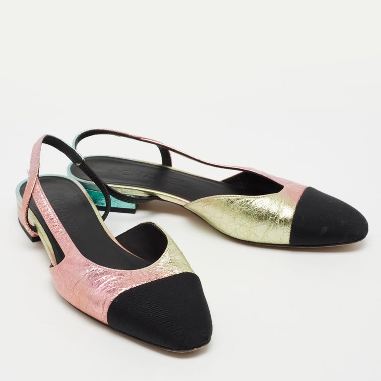 CC Toe Sandals Black Canvas Mix Leather 299541
