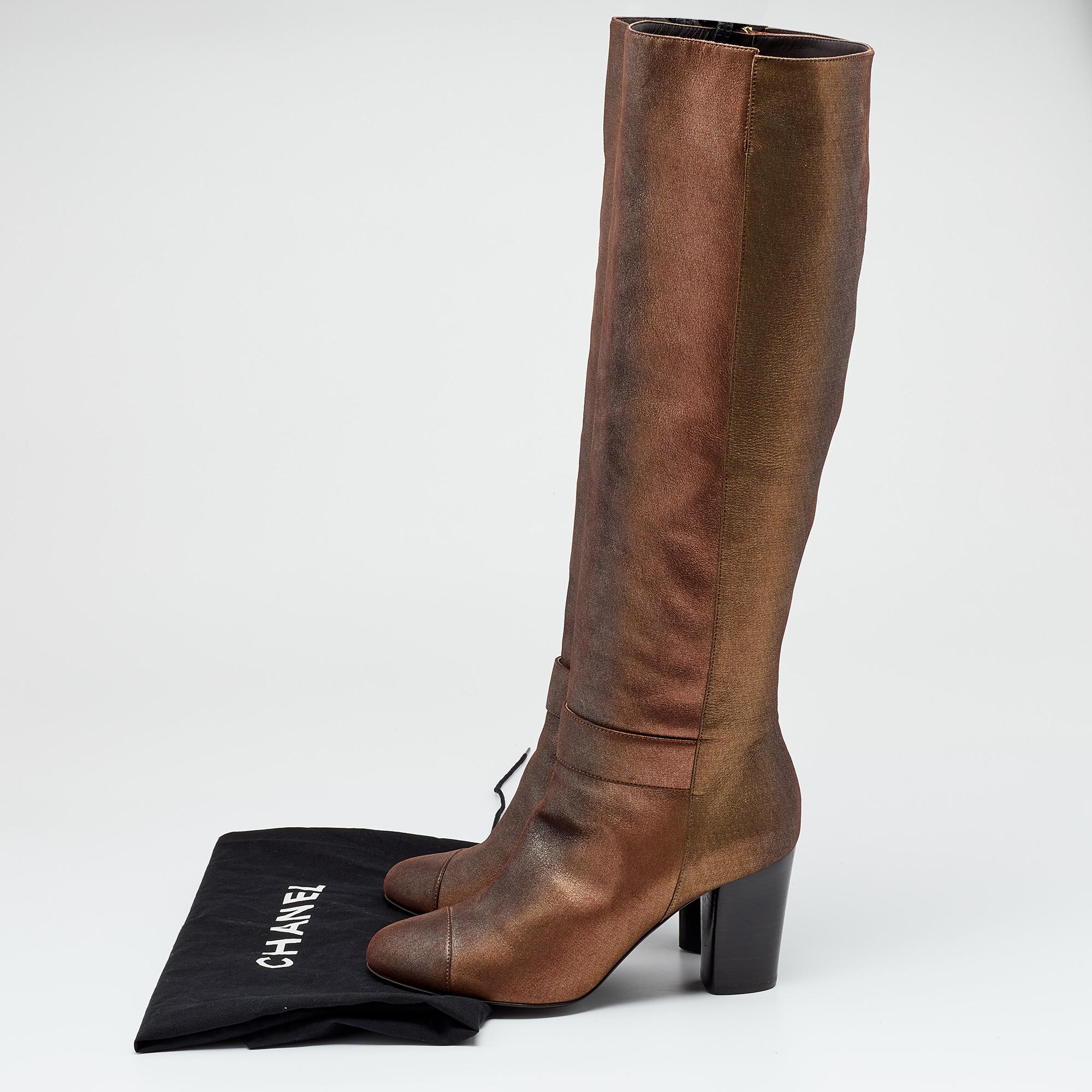 Chanel Multicolor Leather CC Knee Length Boots Size 39.5 2