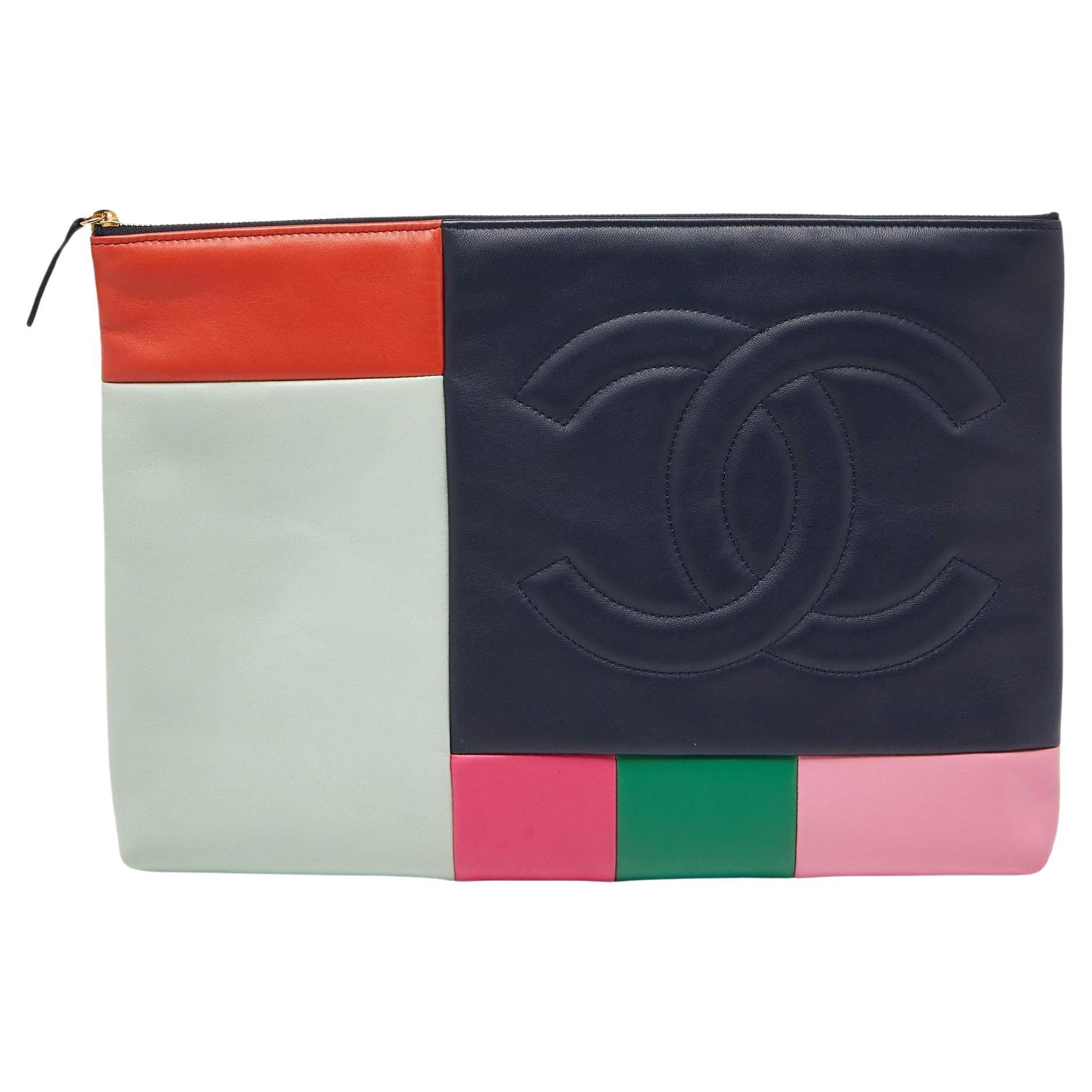 Chanel Multicolor Leather CC Patchwork O-Case Clutch For Sale