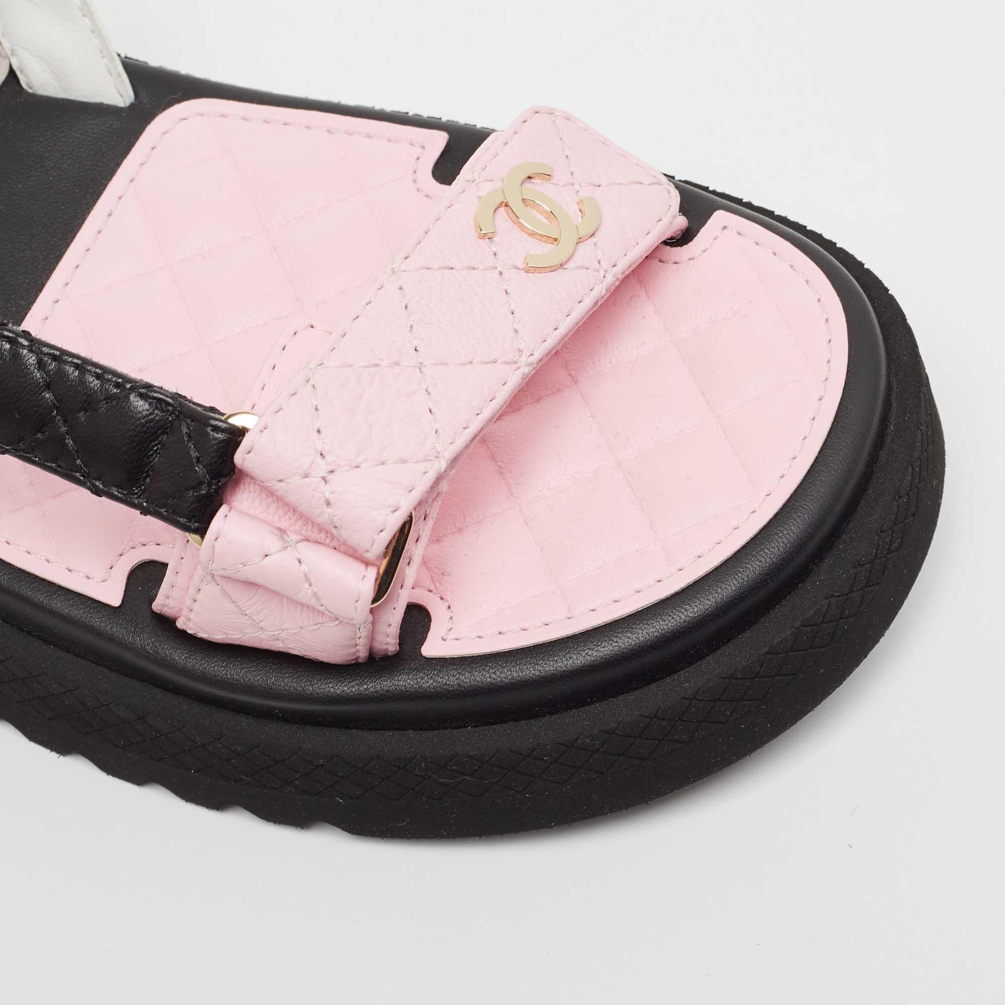 Chanel Multicolor Leather Interlocking CC Logo Sandals Size 40 2