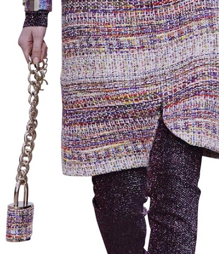CHANEL Multi-color Wide Width Tweed Belt Chanel Multicolor Pastel Tweed Wide Belt Size 40 | Yoogi main image 3
