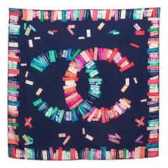 Chanel Multicolor Logo Print Silk Square Scarf