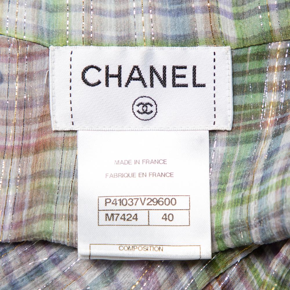 Chanel Multicolor Lurex Silk Sleeveless Shirt M 1