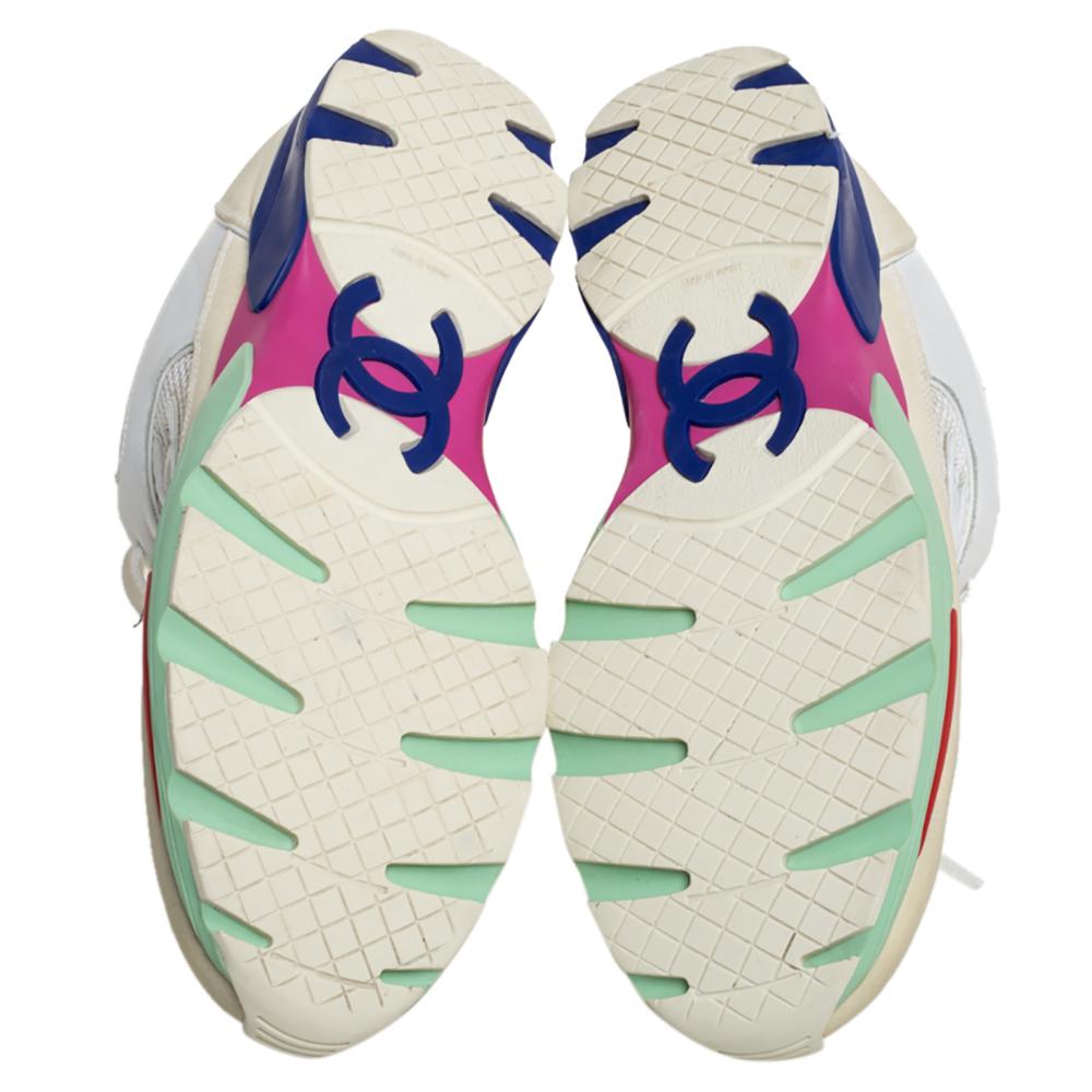Chanel Multicolor Mesh, Suede and Leather CC Sneakers Size 42 In Good Condition In Dubai, Al Qouz 2