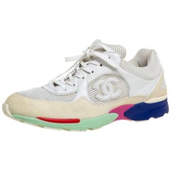 Chanel Multicolor Mesh, Suede and Leather CC Sneakers Size 42 at