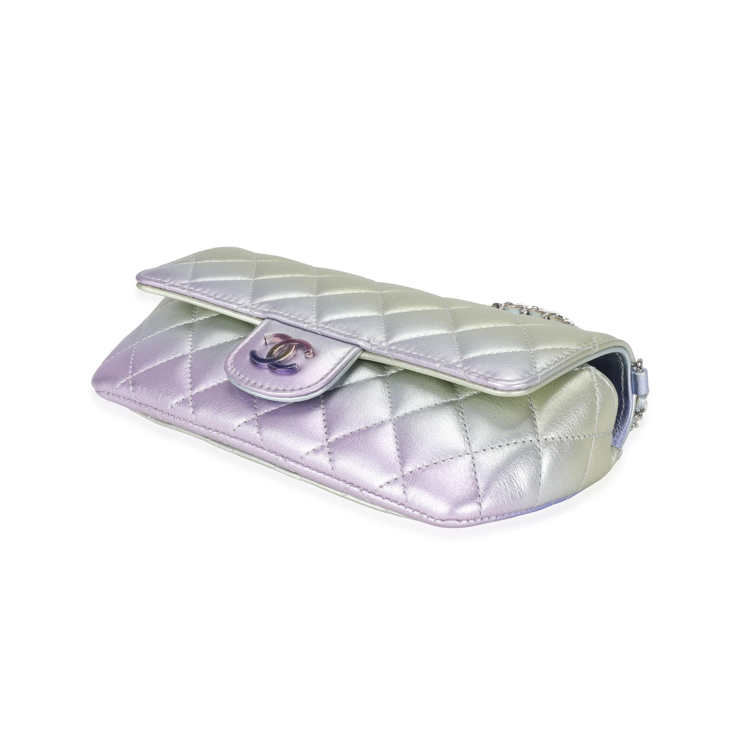 Chanel Multicolor Metallic Gradient Calfskin Glasses Case With Classic Chain For Sale at 1stDibs