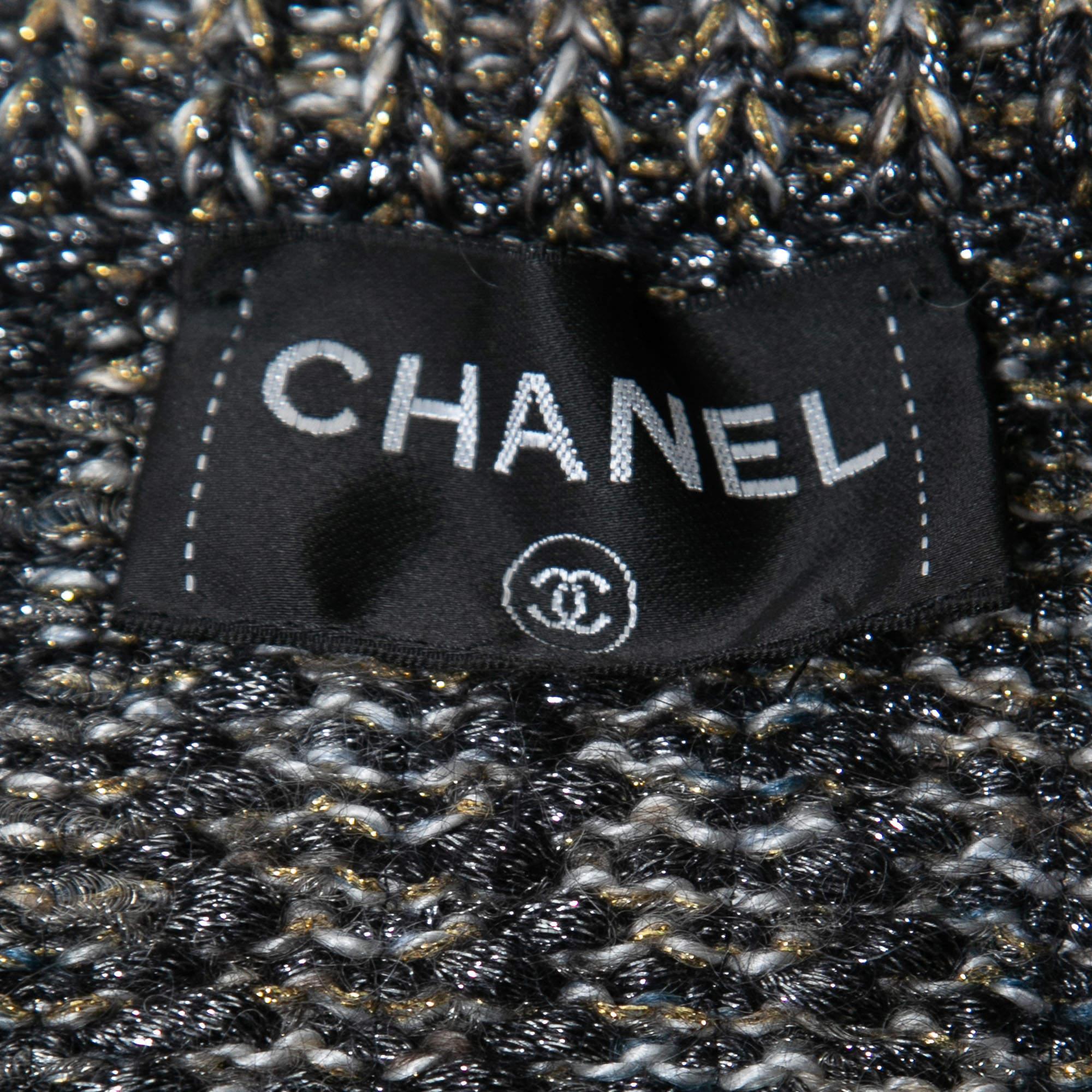 Chanel Multicolor Metallic Knit Poncho M 3