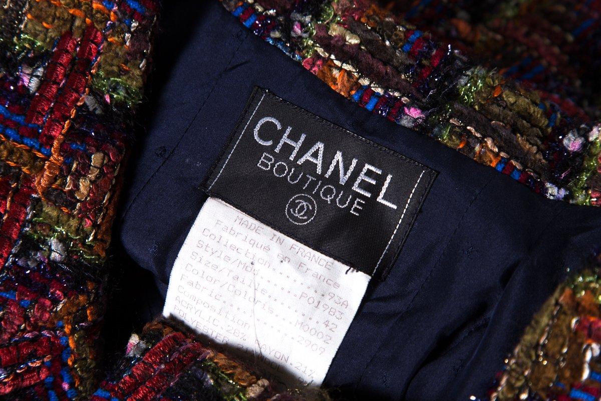 Women's CHANEL  Multicolor Metallic Tweed Jacket Size M For Sale