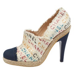 Chanel Multicolor Monogram Toile Canvas Espadrille Pumps Size 41.5