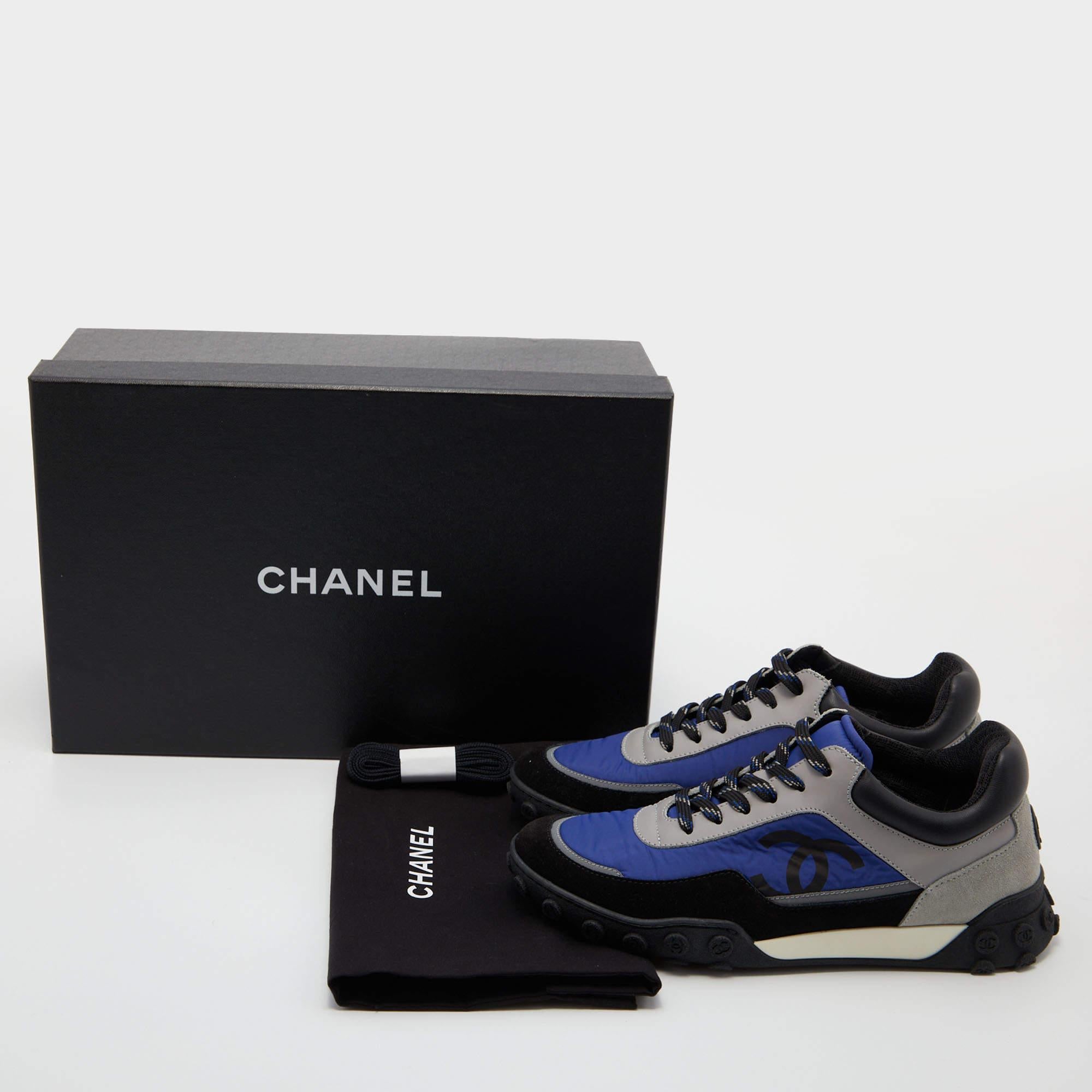 Chanel Multicolor Neoprene, Suede and Leather CC Low Top Sneakers Size 37 4
