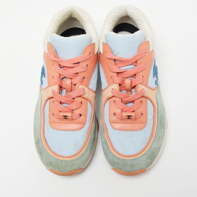 Chanel Multicolor Nylon, Suede and Leather CC Low-Top Sneakers