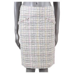 CHANEL multicolor pastel 2005 05P FRINGE TWEED Skirt 36 XS