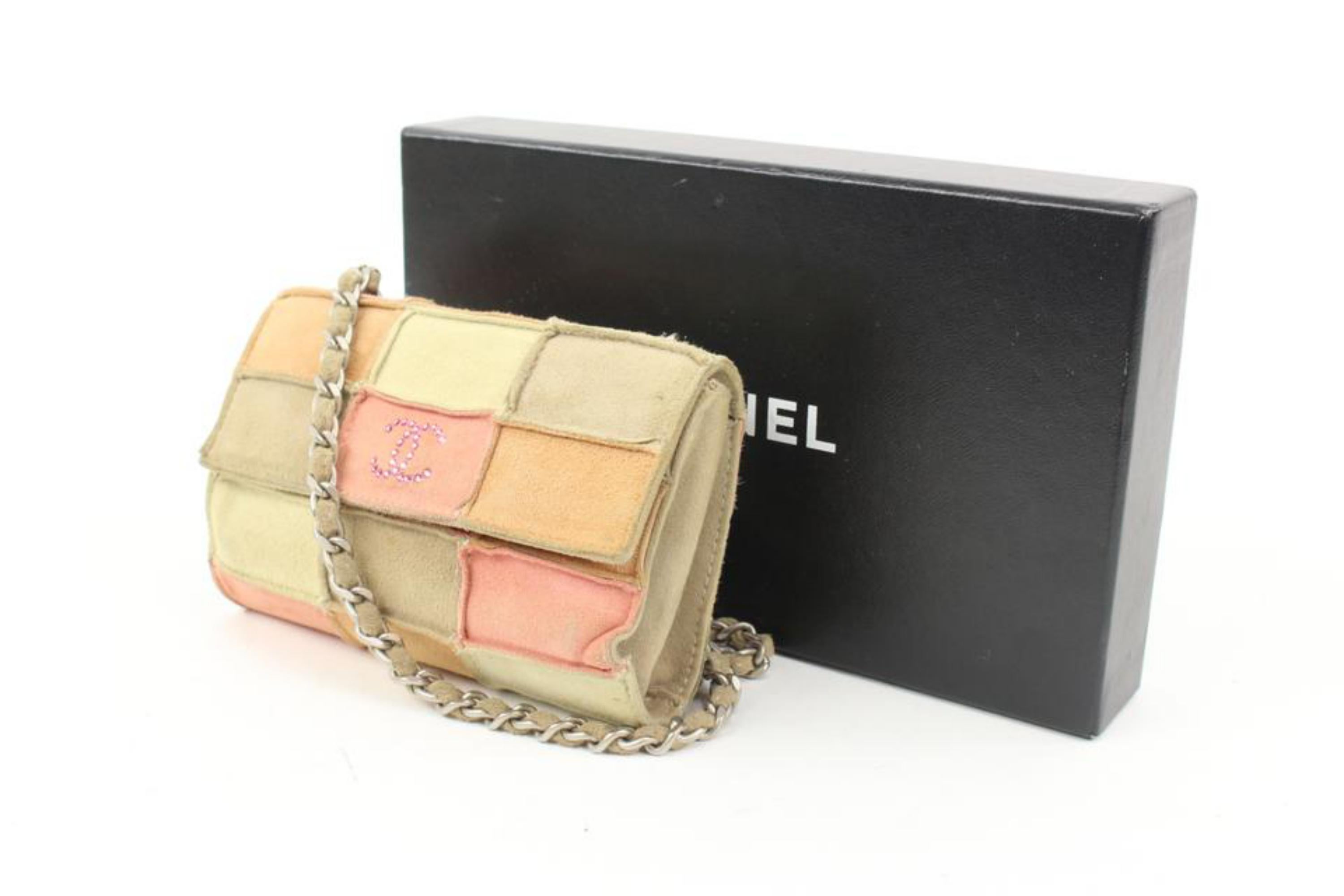 Chanel Multicolor Patchwork Suede CC Crystal Flap Bag s128c40
Date Code/Serial Number: 5958973
Made In: France
Measurements: Length:  5