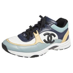 Chanel Multicolor Patent Leather And Leather CC Logo Lace Up Sneakers Size 45