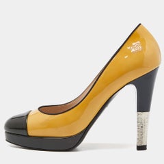 Chanel Multicolor Patent Leather Metal Heel Pumps Size 37