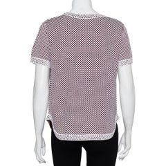Chanel Multicolor Patterned Knit Short Sleeve Crewneck Sweater M
