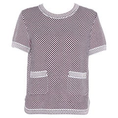 Chanel Multicolor Patterned Knit Short Sleeve Crewneck Sweater M