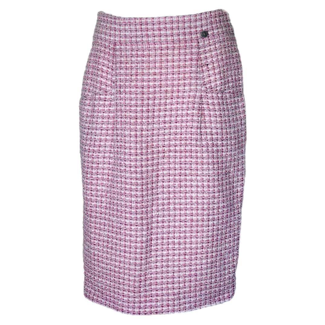 CHANEL cotton Patchwork Slit Denim skirt P61825 Indigo 38