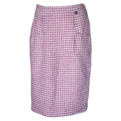 CHANEL Multicolor 
Pinks Tweed Skirt 46