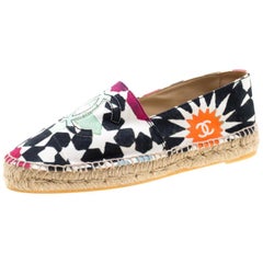 Chanel Multicolor Print Canvas CC Espadrille Size 41