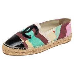 Chanel Multicolor Printed Canvas And Leather CC Cap Toe Espadrilles Size 36