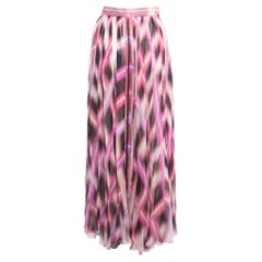 Chanel Multicolor Printed Chiffon Silk Zipper Detail Maxi Skirt S