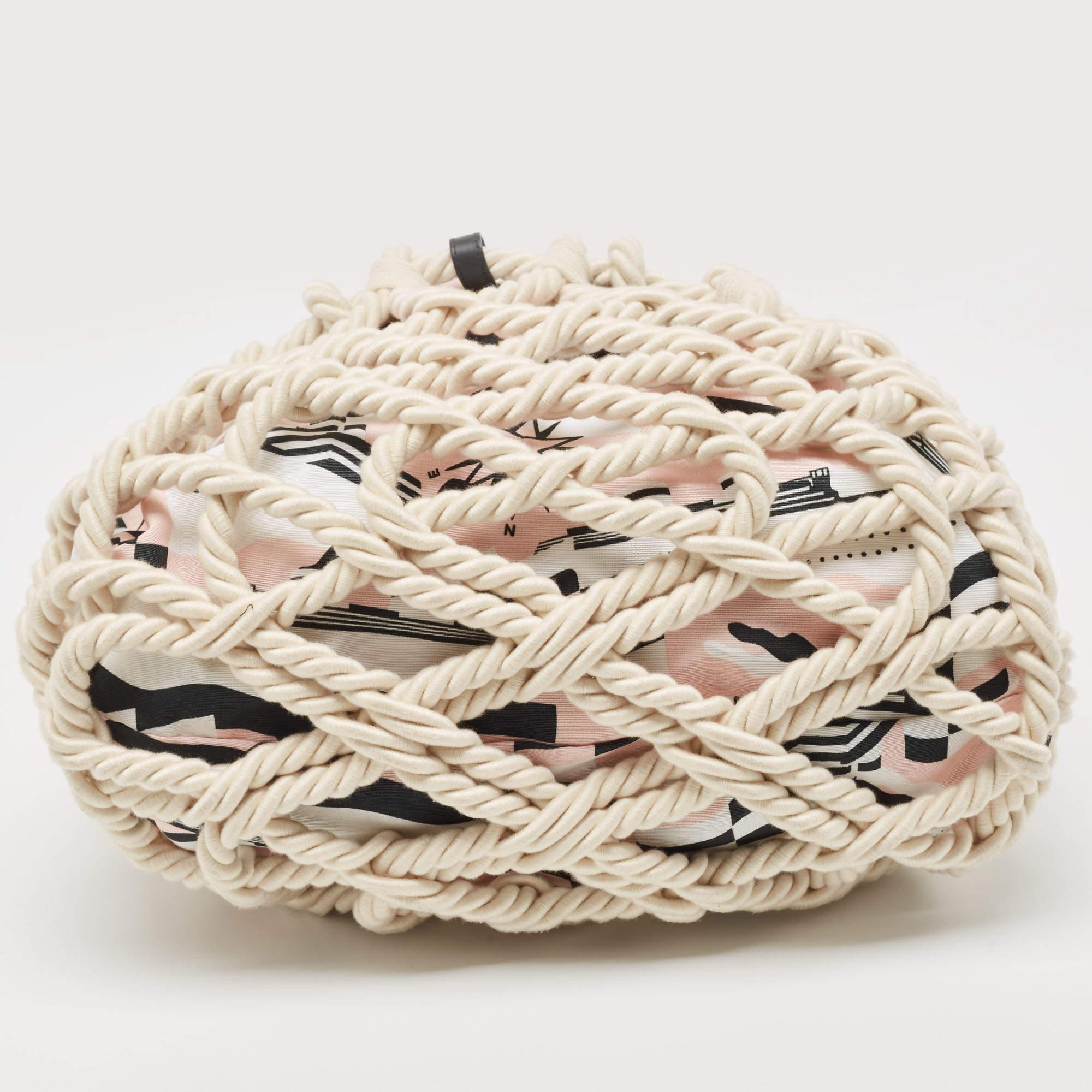 Chanel Multicolor Printed Fabric and Rope Shopper Tote For Sale at 1stDibs