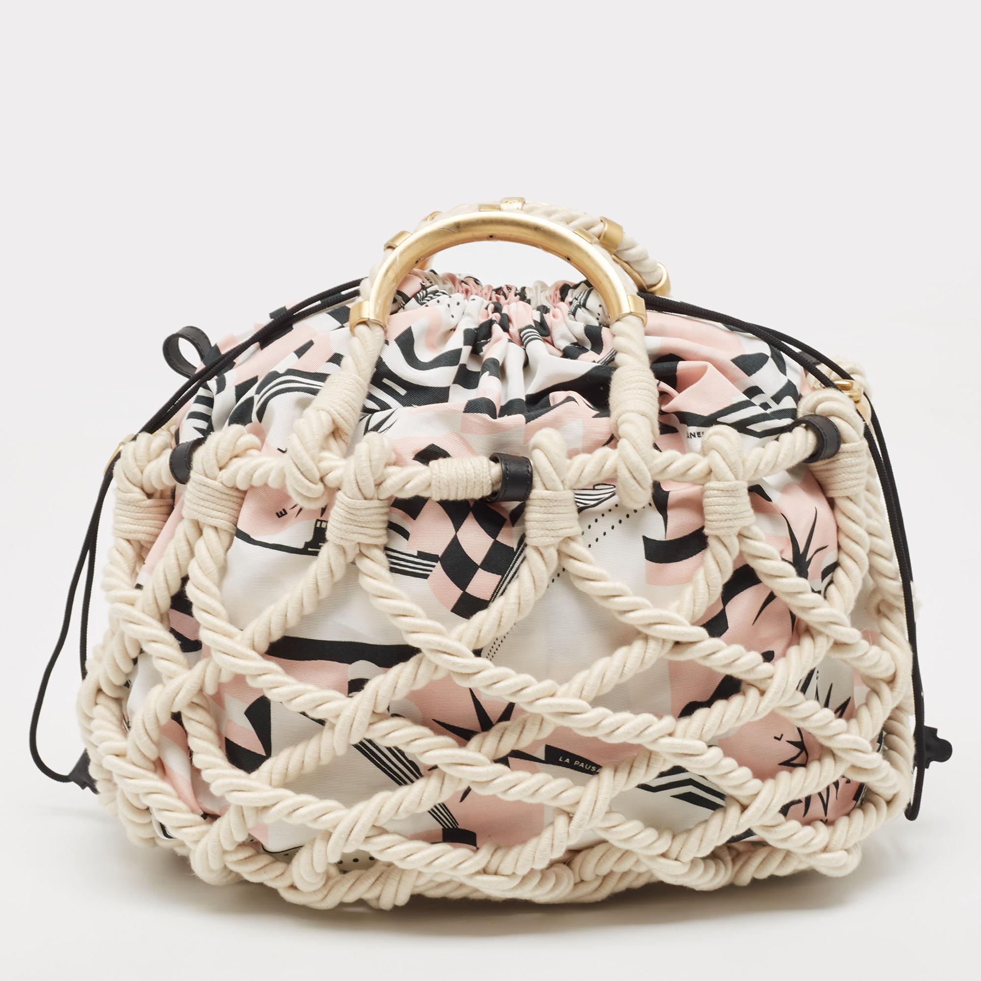 Chanel Multicolor Printed Fabric and Rope Shopper Tote 3