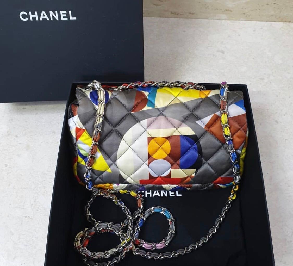chanel printed flap bag