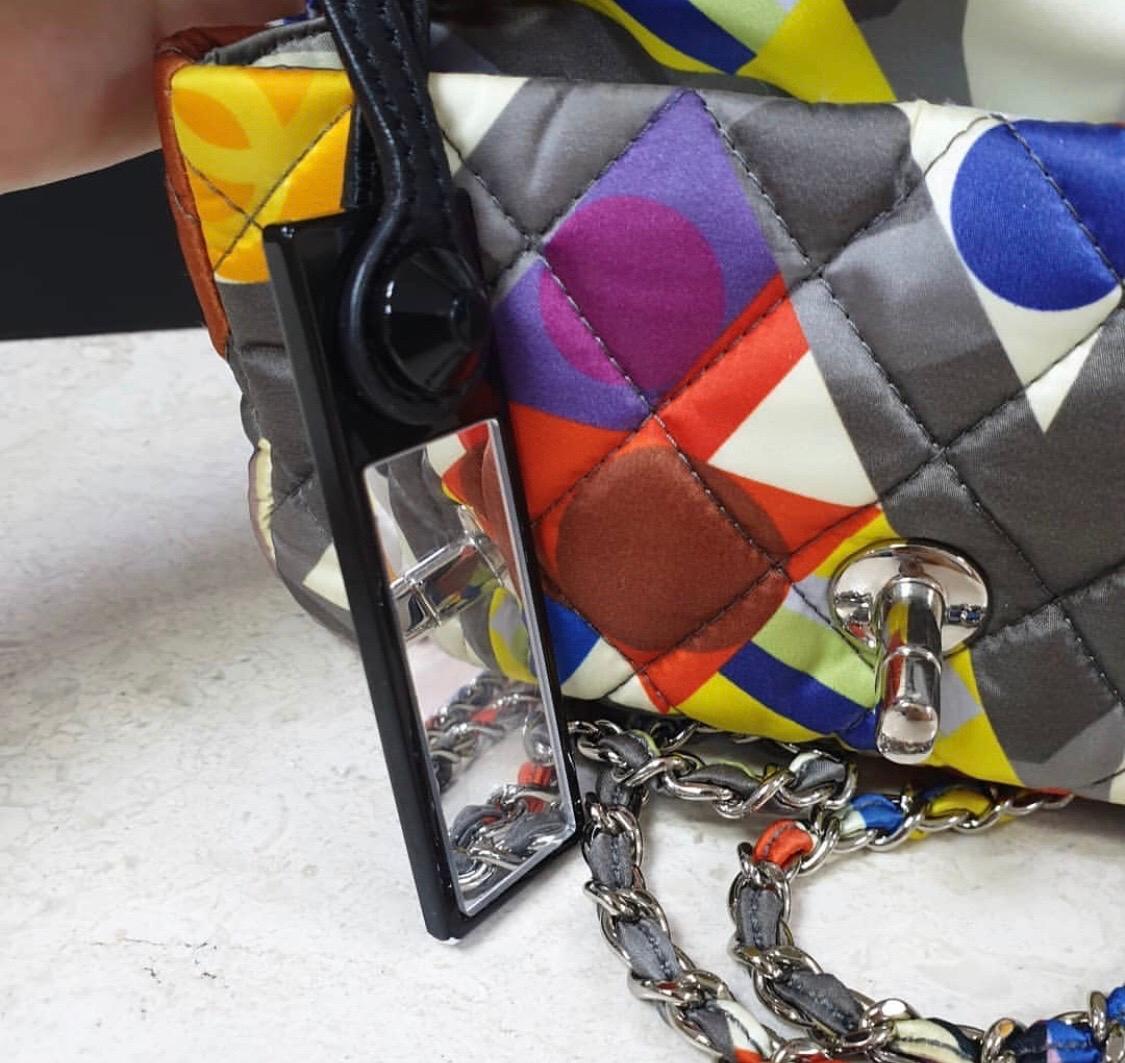 Chanel  Multicolor Printed Nylon Flap Bag In Excellent Condition In Krakow, PL