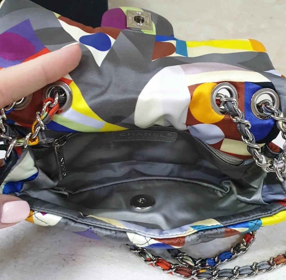 Women's Chanel  Multicolor Printed Nylon Flap Bag