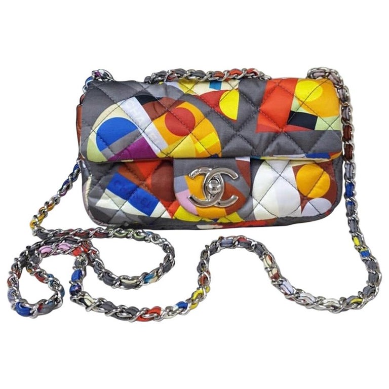 Chanel Multicolor Printed Nylon Flap Bag