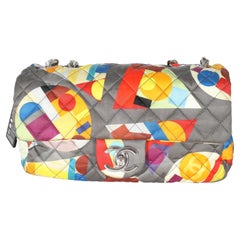 Chanel Multicolor Printed Nylon Medium Coco Color Flap Bag