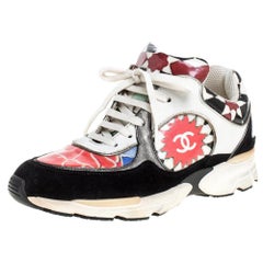 Chanel Multicolor Printed PVC And Leather CC Low Top Sneakers Size 36.5