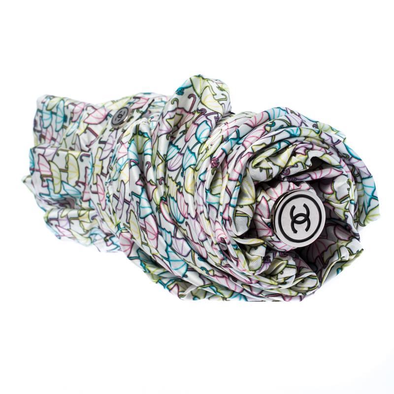 Gray Chanel Multicolor Printed Umbrella