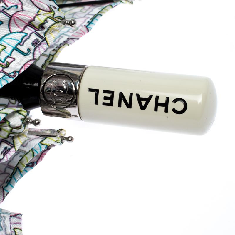 Chanel Multicolor Printed Umbrella In Good Condition In Dubai, Al Qouz 2