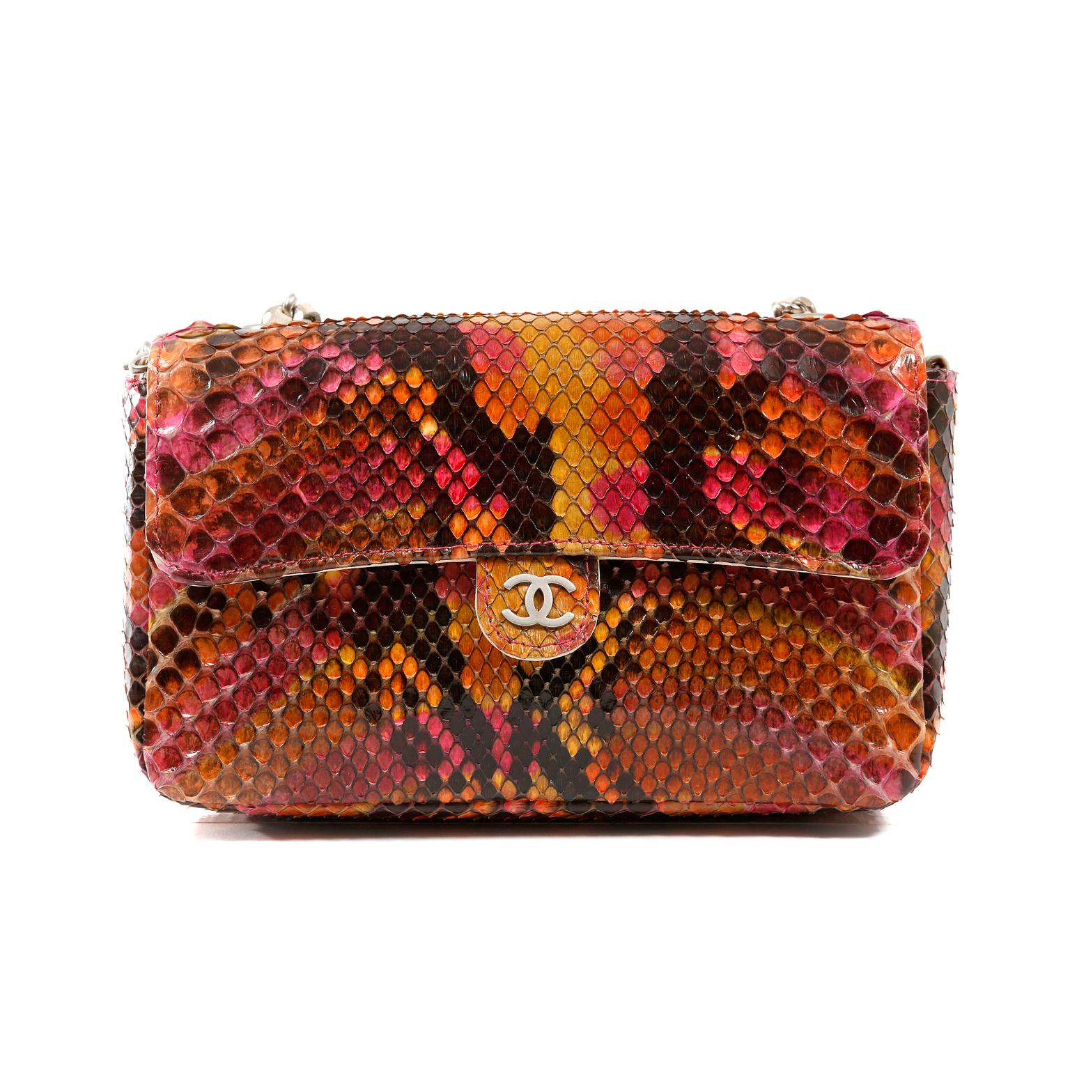 Brown Chanel Multicolor Python Convertible  Mini Flap Bag