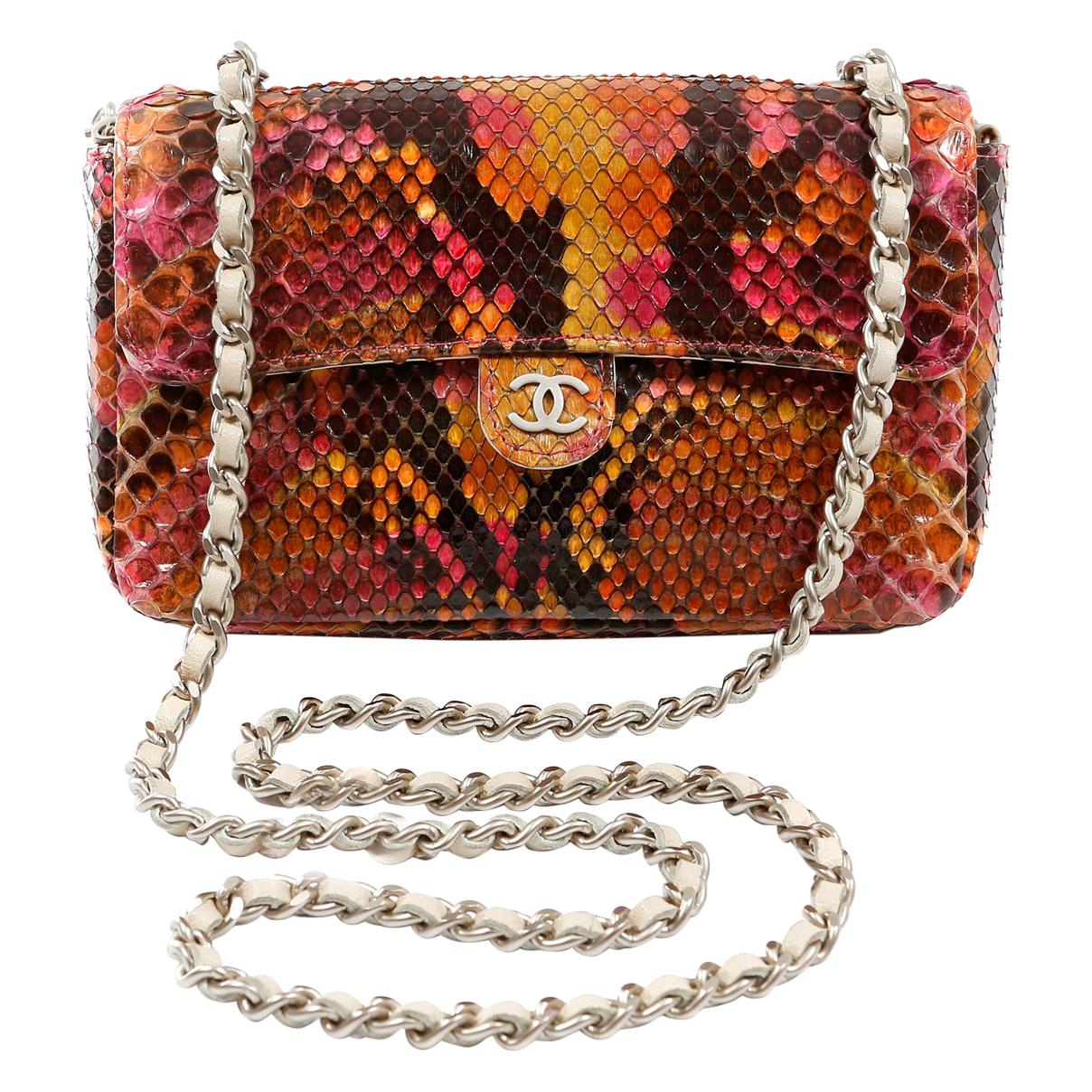 Chanel Multicolor Python Convertible  Mini Flap Bag