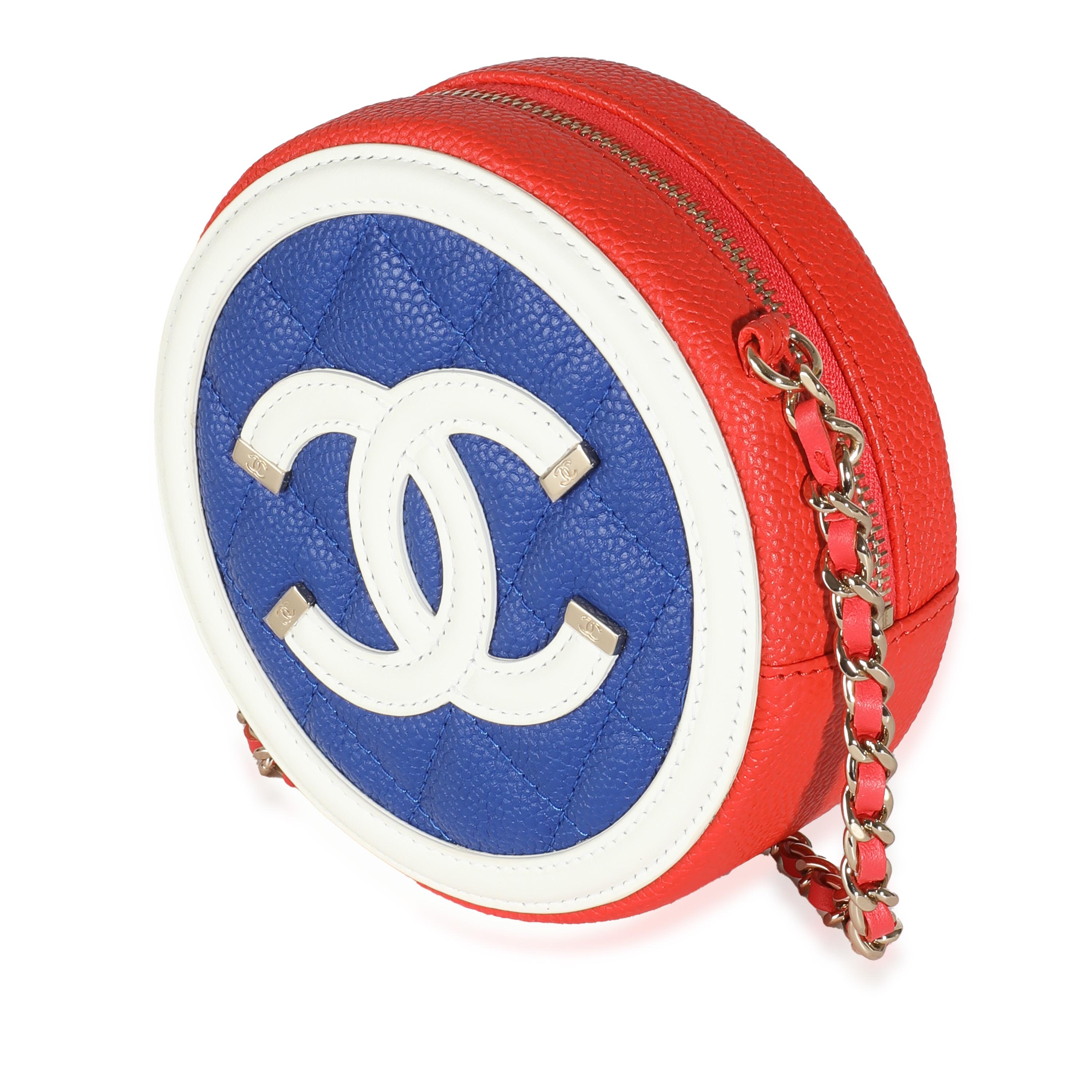 Beige Chanel Multicolor Quilted Caviar Round Filigree Handbag With Chain