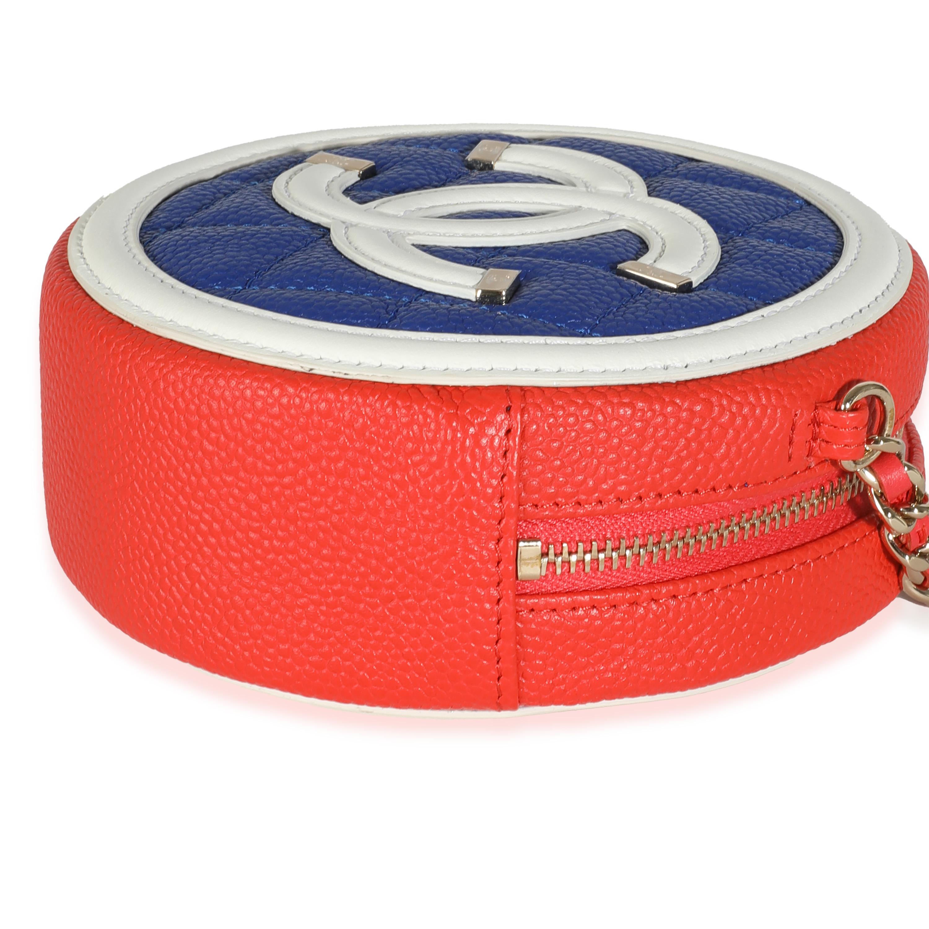 Women's or Men's Chanel Multicolor Quilted Caviar Round Filigree Handbag With Chain