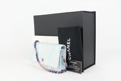 Chanel Multicolor Quilted Denim Wallet on Chain Crossbody Flap Bag 830cas31