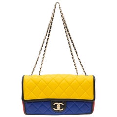 Chanel Multicolor gesteppte Leder Farbe Block Medium Klappe Tasche