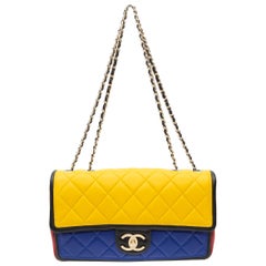 Chanel Multicolor Quilted Leather Color Block Medium Flap Bag