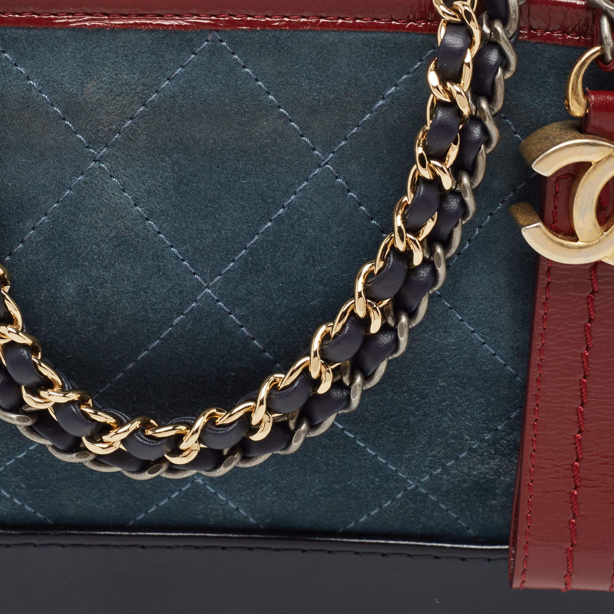 Chanel Multicolor Quilted Suede and Leather Small Gabrielle Bag 8