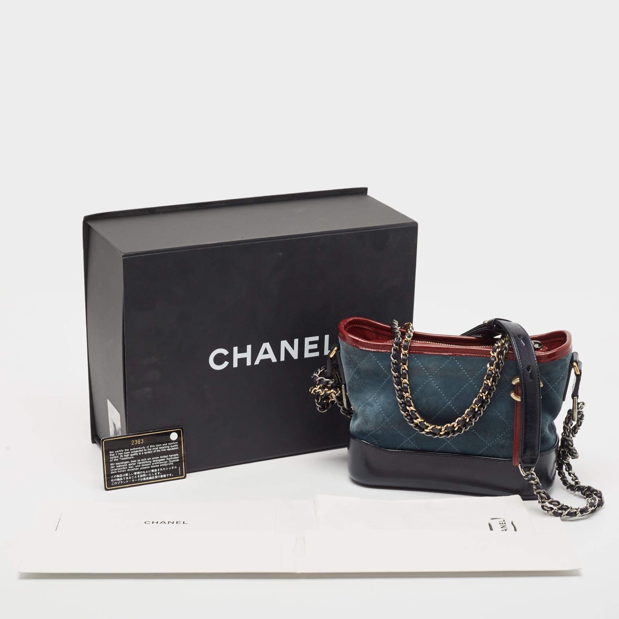 Chanel Multicolor Quilted Suede and Leather Small Gabrielle Bag 10