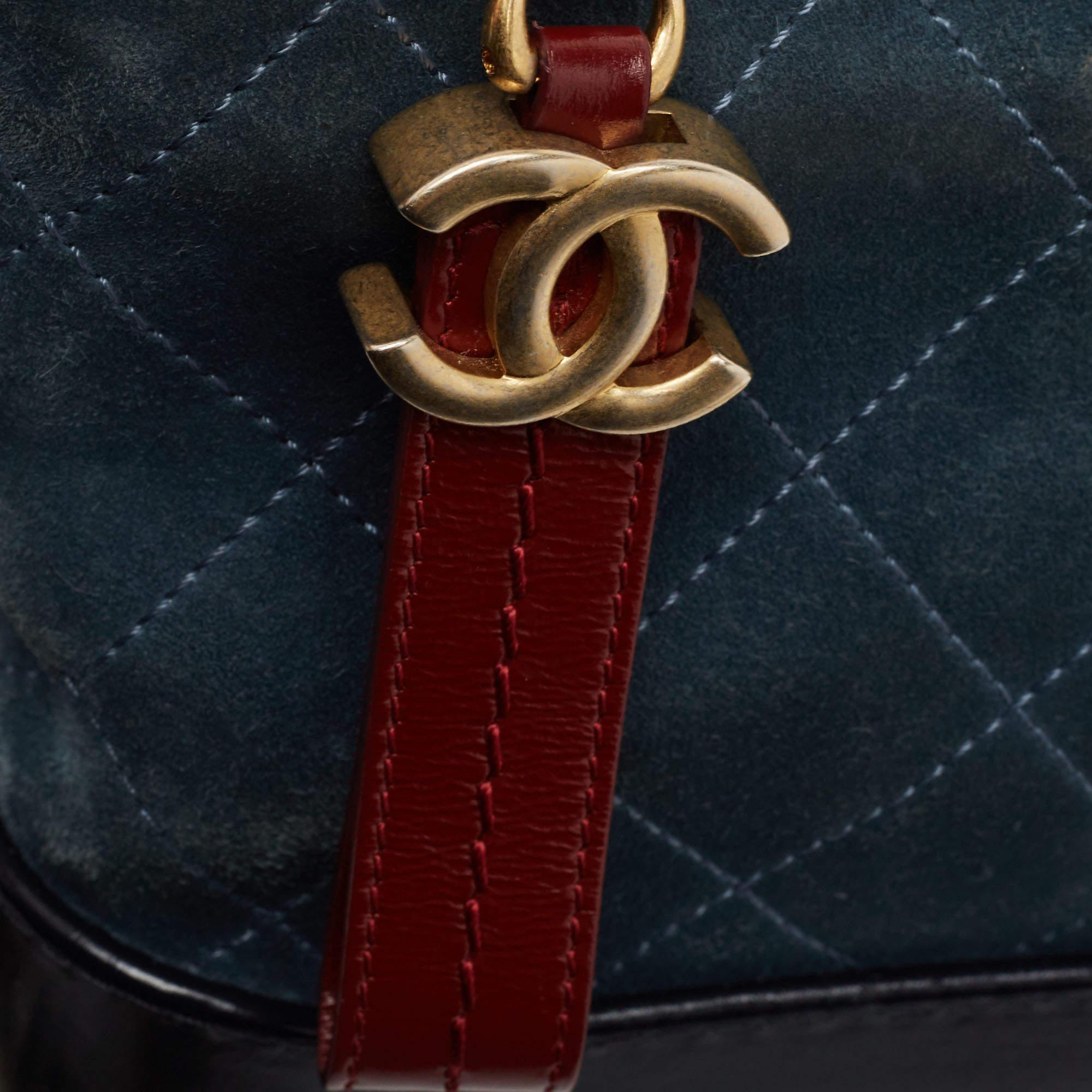 Chanel Multicolor Quilted Suede and Leather Small Gabrielle Bag 3