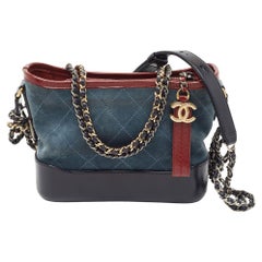 Chanel Multicolor Quilted Suede and Leather Small Gabrielle Bag