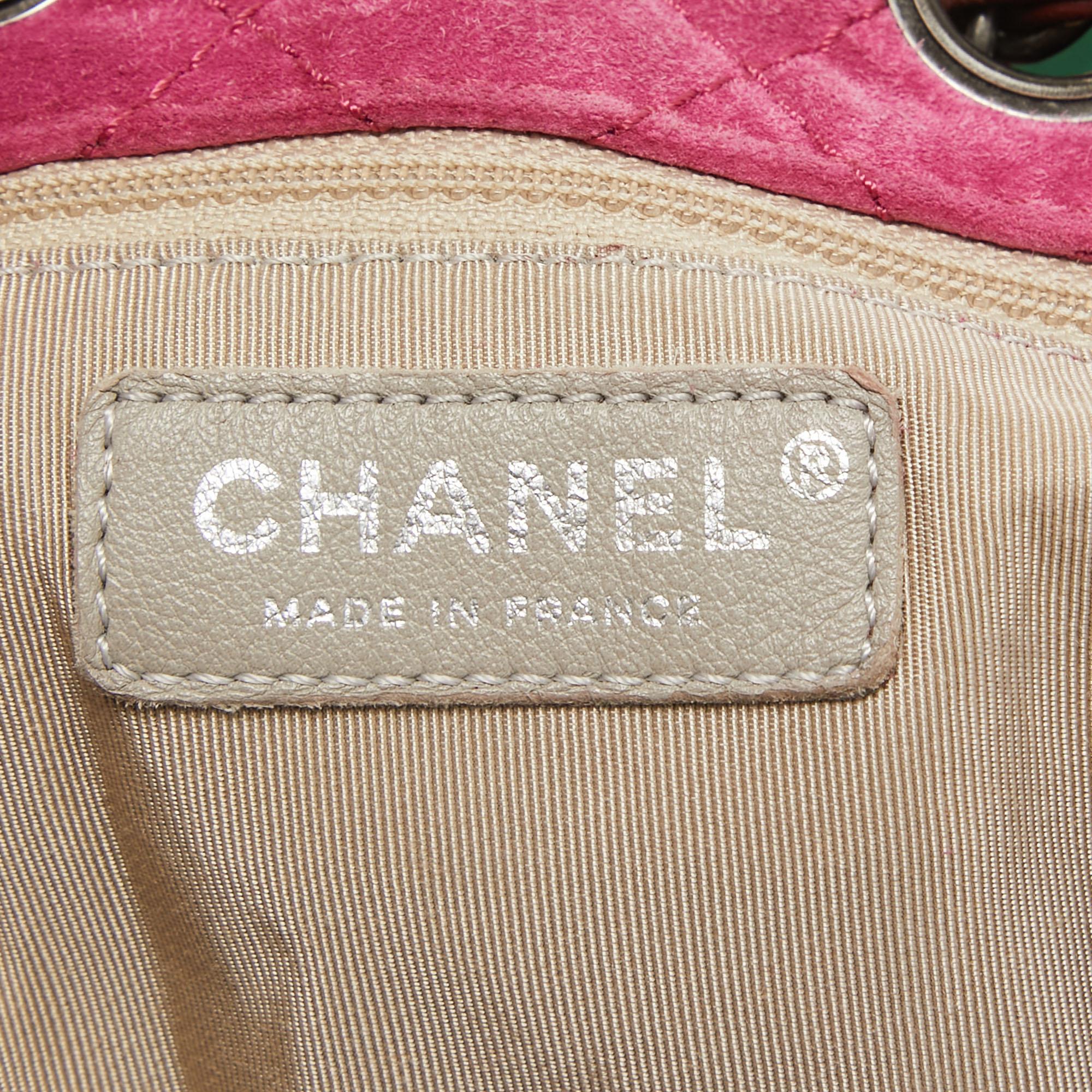 Chanel Multicolor Quilted Suede Patchwork Drawstring Bucket Bag For Sale 10